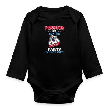 Pension 2023 maintenant la fête commence - Body Bébé bio manches longues - noir - Devant