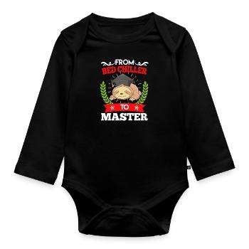From Bed Chiller to Master Degree 2023 - Organic Longsleeve Baby Bodysuit - black - Front