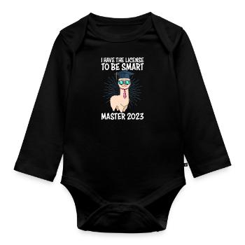 Master Degree 2023 License to Clever Shit - Organic Longsleeve Baby Bodysuit - black - Front