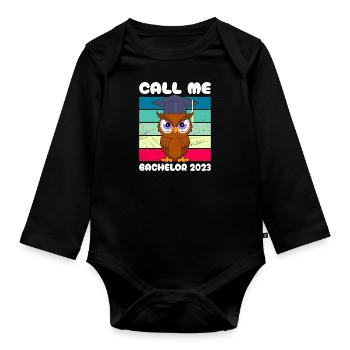 Call me Bachelor 2023 Study Degree - Organic Longsleeve Baby Bodysuit - black - Front