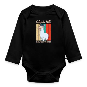 Call me Bachelor 2023 - Organic Longsleeve Baby Bodysuit - black - Front