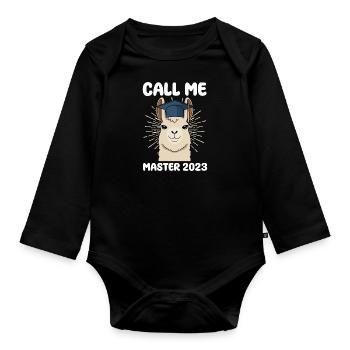 Call me Master 2023 - Organic Longsleeve Baby Bodysuit - black - Front