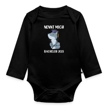 Nennt mich Bachelor 2023 Bachelor Abschluss - Baby Bio-Langarm-Body - Schwarz - Vorne