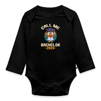 Call me Bachelor 2023 Study Degree - Organic Longsleeve Baby Bodysuit - black - Front