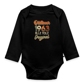 Oldtimer 1963 alle Teile Original 60. Geburtstag - Baby Bio-Langarm-Body - Schwarz - Vorne