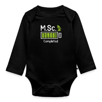 M.Sc completed Master Abschluss Master of Science - Baby Bio-Langarm-Body - Schwarz - Vorne
