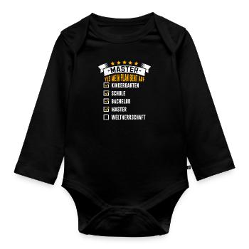Checkliste Mein Plan funktioniert Master Abschluss - Baby Bio-Langarm-Body - Schwarz - Vorne