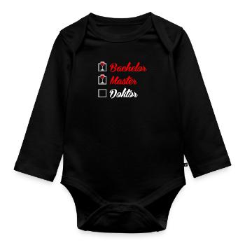 Liste de contrôle Bachelor Master Docteur Doctorat - Body Bébé bio manches longues - noir - Devant