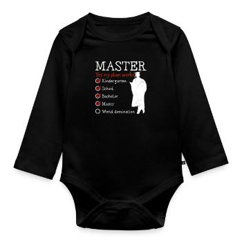 Kindergarten Weltherrschaft Master Abschluss - Baby Bio-Langarm-Body - Schwarz - Vorne