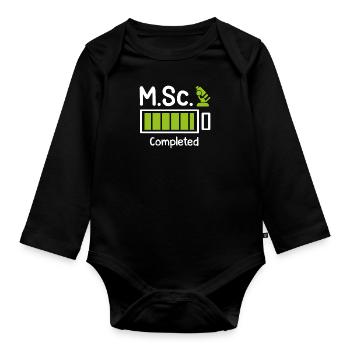 M.Sc completed Master Abschluss Master of Science - Baby Bio-Langarm-Body - Schwarz - Vorne