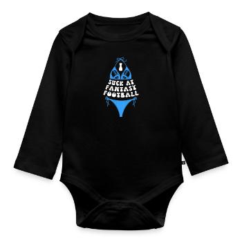Bad fantasy football player - Organic Longsleeve Baby Bodysuit - black - Front