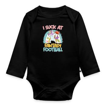 Fantasy Football Loser I suck at Fantasy Football - Organic Longsleeve Baby Bodysuit - black - Front