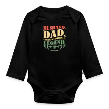 Husband Papa Fantasy Football Papa - Organic Longsleeve Baby Bodysuit - black - Front