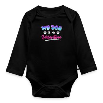 Hundebesitzer mein Hund ist mein Valentinstag - Baby Bio-Langarm-Body - Schwarz - Vorne