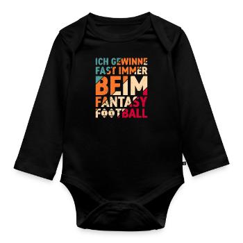 Je gagne presque toujours au football Fantasy - Body Bébé bio manches longues - noir - Devant