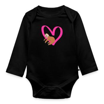 Ich liebe mein Faultier Schatz Liebe Valentinstag - Baby Bio-Langarm-Body - Schwarz - Vorne