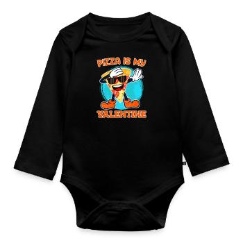 Ich liebe Essen Ich liebe Pizza Valentinstag - Baby Bio-Langarm-Body - Schwarz - Vorne