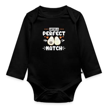 We are a perfect match couple Dear vegans - Organic Longsleeve Baby Bodysuit - black - Front