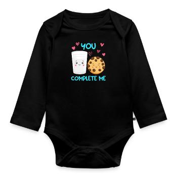 Kaffee Liebe Kekse Liebespaar Valentinstag - Baby Bio-Langarm-Body - Schwarz - Vorne