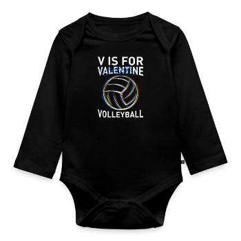 V signifie joueur de volley-ball - Body Bébé bio manches longues - noir - Devant