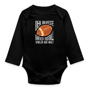 Okayster Fantasy Football Spieler der Welt - Baby Bio-Langarm-Body - Schwarz - Vorne