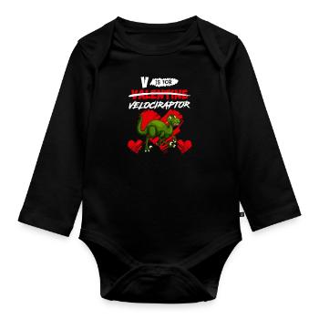 Dinosaur V signifie Velociraptor Saint-Valentin - Body Bébé bio manches longues - noir - Devant