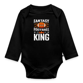 Fantasy Football King Football Fan - Organic Longsleeve Baby Bodysuit - black - Front