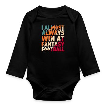 Je gagne presque toujours au football Fantasy - Body Bébé bio manches longues - noir - Devant