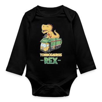 Tonnosaurus Rex - Baby Bio-Langarm-Body - Schwarz - Vorne