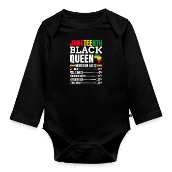 Juneteenth Black Queen Afrikanische Frau - Baby Bio-Langarm-Body - Schwarz - Vorne