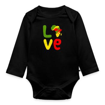 Africa Love Africa Love Africa - Organic Longsleeve Baby Bodysuit - black - Front