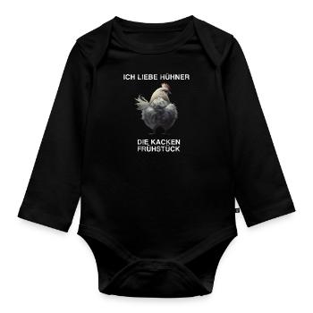 Hühner Spruch Landwirt Hühnerzüchter Henne Hahn - Baby Bio-Langarm-Body - Schwarz - Vorne