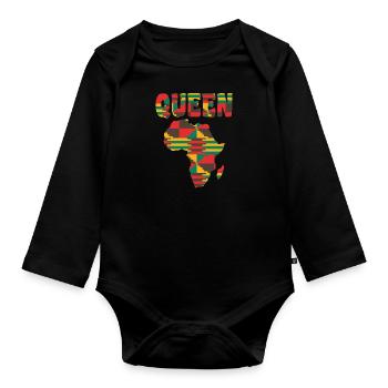 Afrika African Queen Black Pride Afrikanische Frau - Baby Bio-Langarm-Body - Schwarz - Vorne