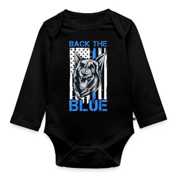 Back The Blue - Police Dog Enthusiast Police - Body Bébé bio manches longues - noir - Devant