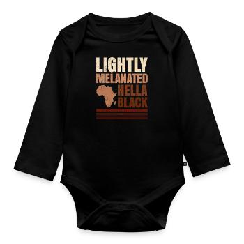 100% Melanin dunkel schwarz Hautfarbe Afrika - Baby Bio-Langarm-Body - Schwarz - Vorne