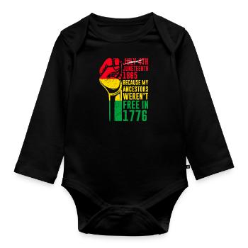 Juneteenth gratuit depuis 1865 Black History USA Afrique - Body Bébé bio manches longues - noir - Devant