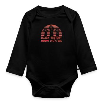 Black History Month USA Black History Africa - Organic Longsleeve Baby Bodysuit - black - Front