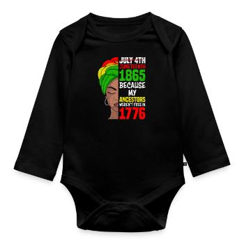 Celebrate Juneteenth Amerika Afrikanische Frau - Baby Bio-Langarm-Body - Schwarz - Vorne