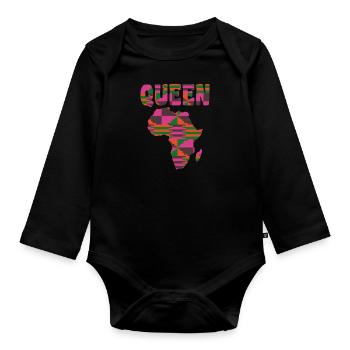 Afrika African Queen Black Pride Afrikanische Frau - Baby Bio-Langarm-Body - Schwarz - Vorne