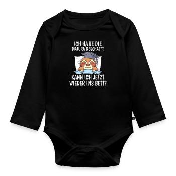 Matura geschafft kann ich wieder ins Bett? - Baby Bio-Langarm-Body - Schwarz - Vorne