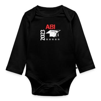 Abitur 2023 geschafft Abi Abiturient - Baby Bio-Langarm-Body - Schwarz - Vorne