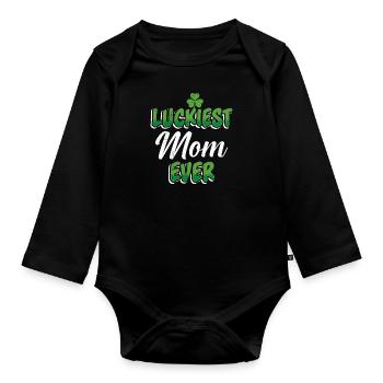 La Saint-Patrick dit maman la plus chanceuse de tous les temps - Body Bébé bio manches longues - noir - Devant