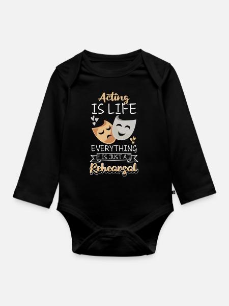 actress theatre fan comedy musical - Organic Longsleeve Baby Bodysuit - black