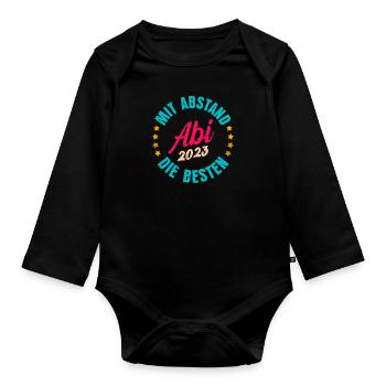 Abi 2023 mit Abstand die besten Abitur 2023 - Baby Bio-Langarm-Body - Schwarz - Vorne