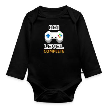 Abitur Level complete Abi 2023 Gamer - Baby Bio-Langarm-Body - Schwarz - Vorne