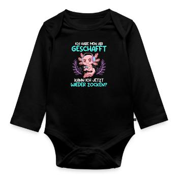 Abi geschafft kann ich jetzt wieder zocken? Abitur - Baby Bio-Langarm-Body - Schwarz - Vorne