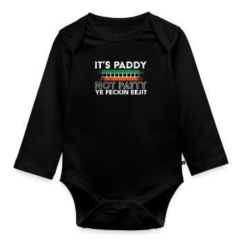 C’est Paddy, pas Patty St. Patrick’s Day Irlande - Body Bébé bio manches longues - noir - Devant