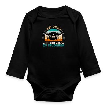 Abi 2023 Abitur mit der Lizenz zu Studieren - Baby Bio-Langarm-Body - Schwarz - Vorne