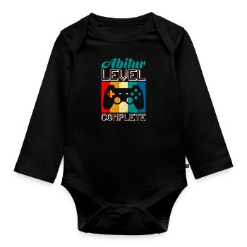 Abitur Level complete Abi 2023 Gamer - Baby Bio-Langarm-Body - Schwarz - Vorne