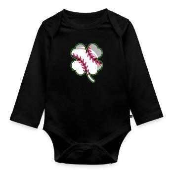 Joueur de baseball Clover Lucky Charm - Body Bébé bio manches longues - noir - Devant